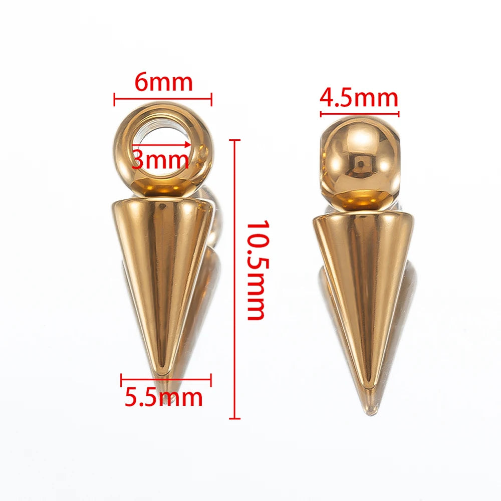 10pcs Stainless Steel Cone Pendants Retro Spike Pendants for DIY Jewelry Making Supplies