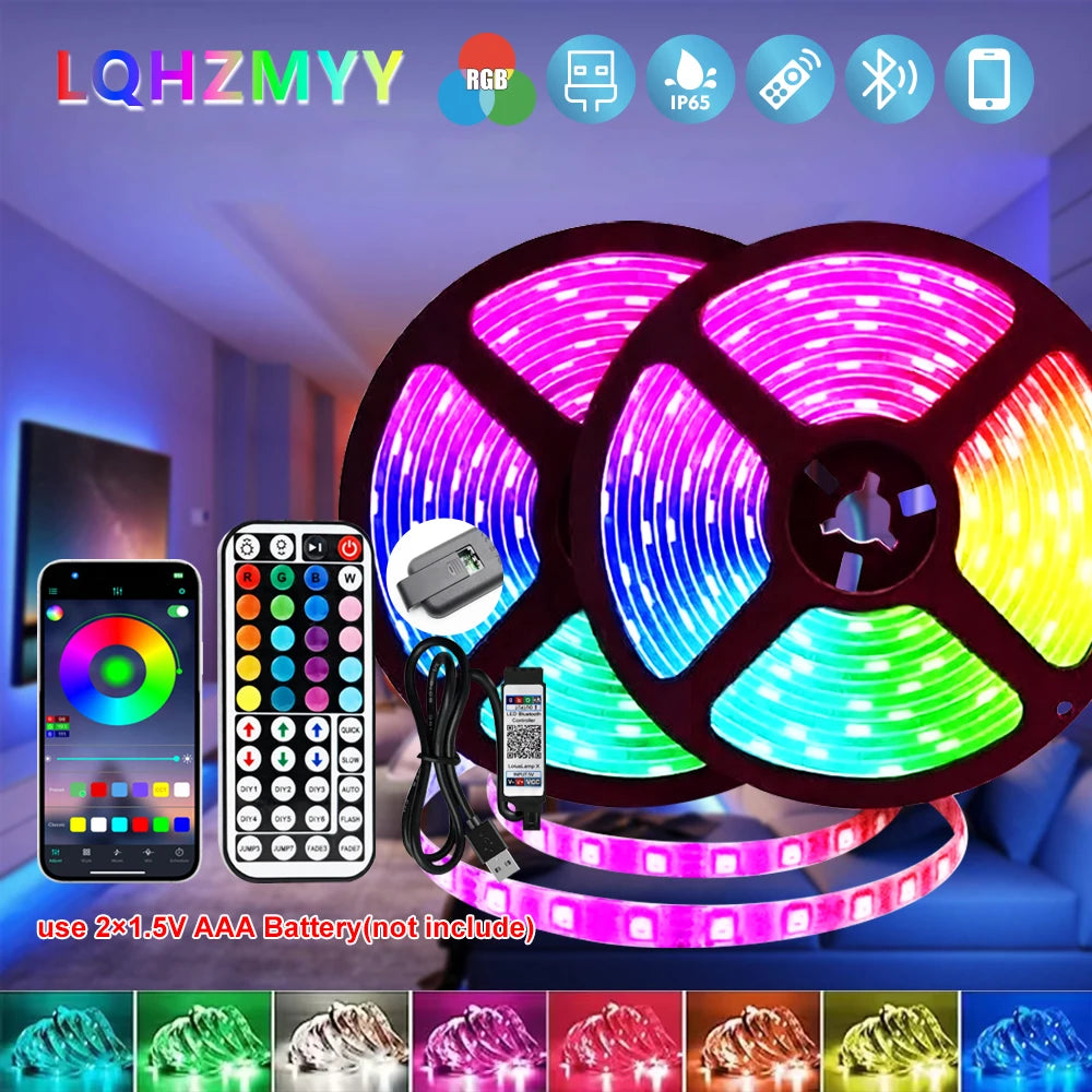 1 Roll of Low-Voltage 5V Color-Changing Rgb Led Light Strip with Multi-Functional 44-Key Bluetooth C