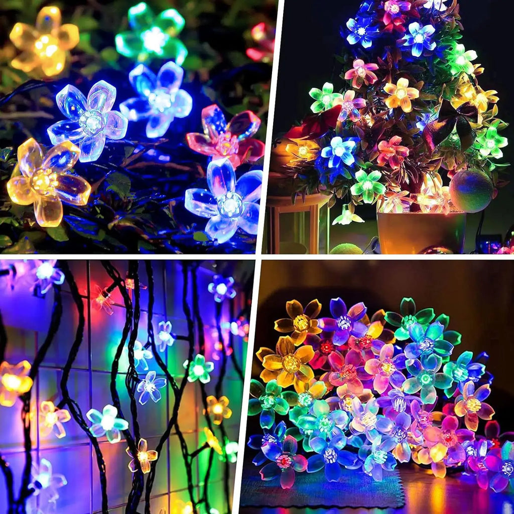 Solar LED String Lights Cherry Blossom Flowers 8 Modes