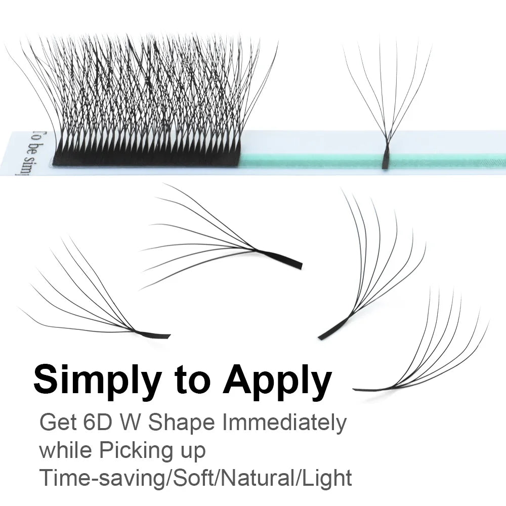 NAGARAKU Automatic Flowering W Shape Bloom 3D 4D 5D 6D 7D 8D Premade Fans Speed Eyelas close-up view