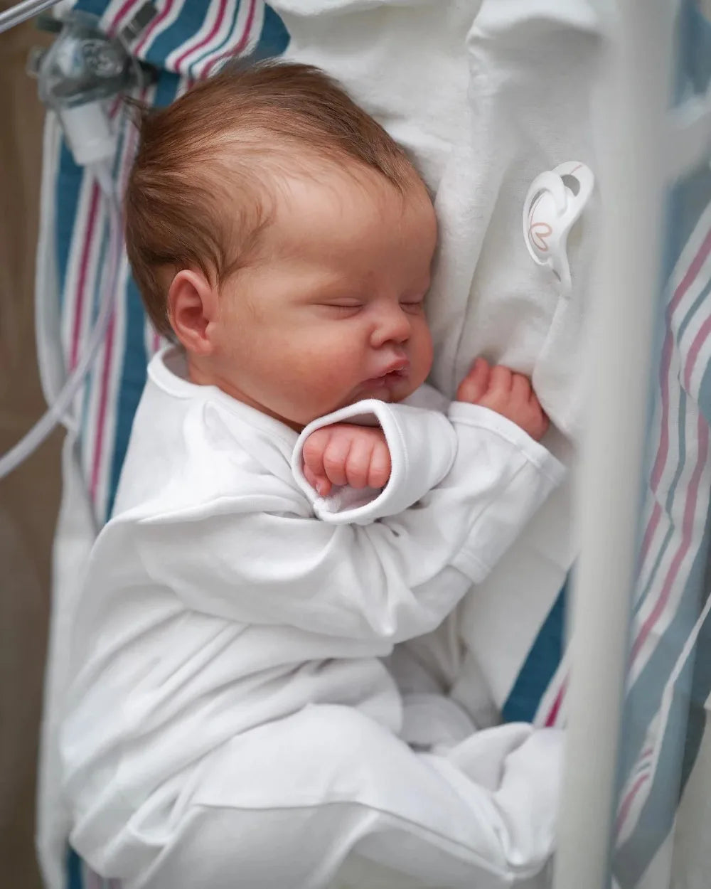 19inch Reborn Quinbee Newborn Sleeping Baby Doll Rooted Hair and Eyelashes Handmade 3D Skin Visible
