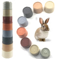 8pcs Rabbits Toys Bunny Stacking Cups Multi-colored Reusable Rabbit Puzzle Toys Playing Toy Hamster Guinea Pig Nesting Toys