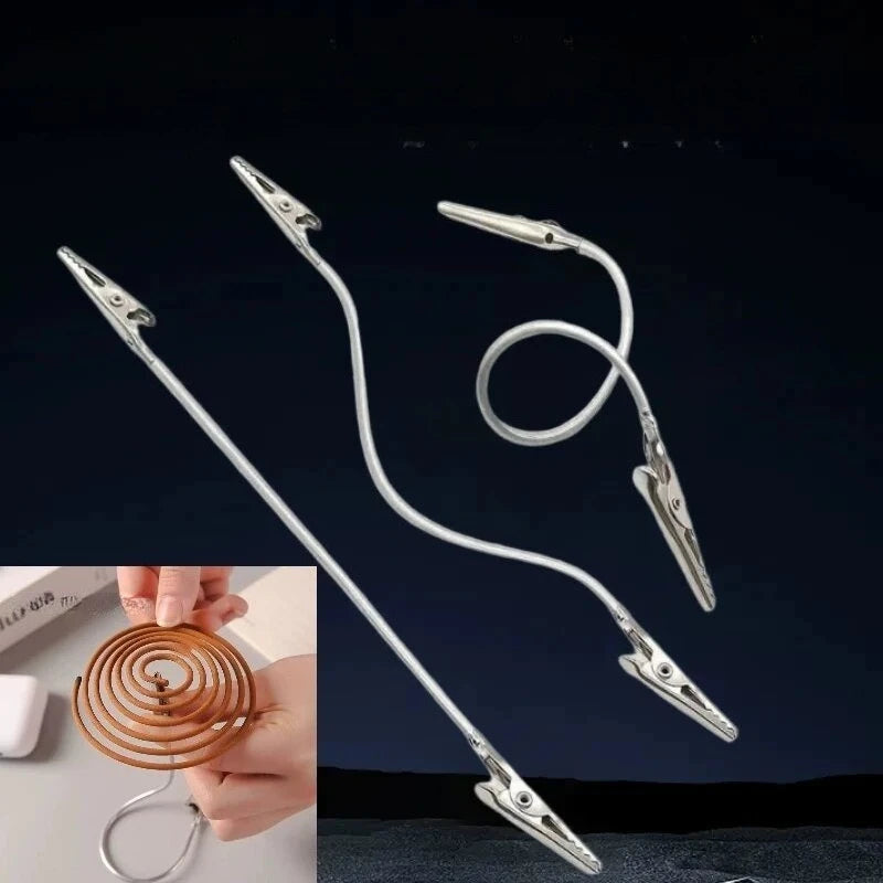 Double Headed Metal Clip Mosquito Incense Clips Bendable Crocodile Clip close-up view
