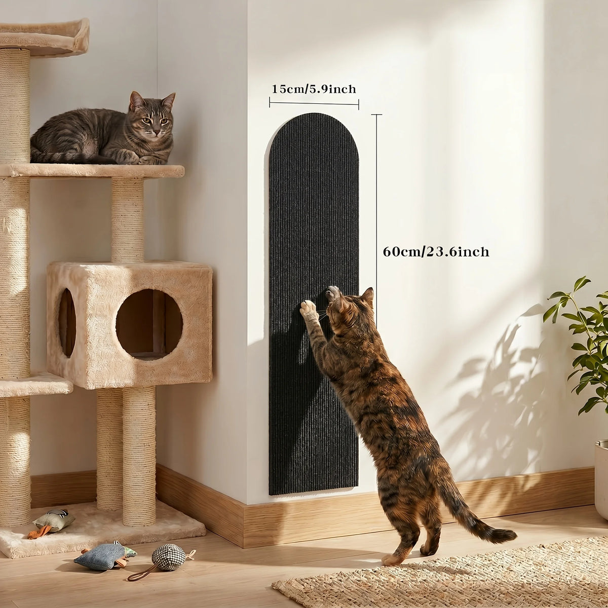 4pcs Self Adhesive Cat Scratcher Mat Trimmable Wear Resistant Lint Free Soft Fabric Sofa Wall Furniture Protector Strong Stick