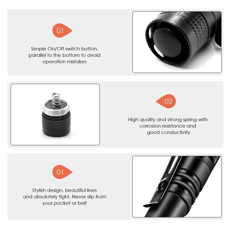 Mini Portable LED Pen Light Pocket Flashlight detail view