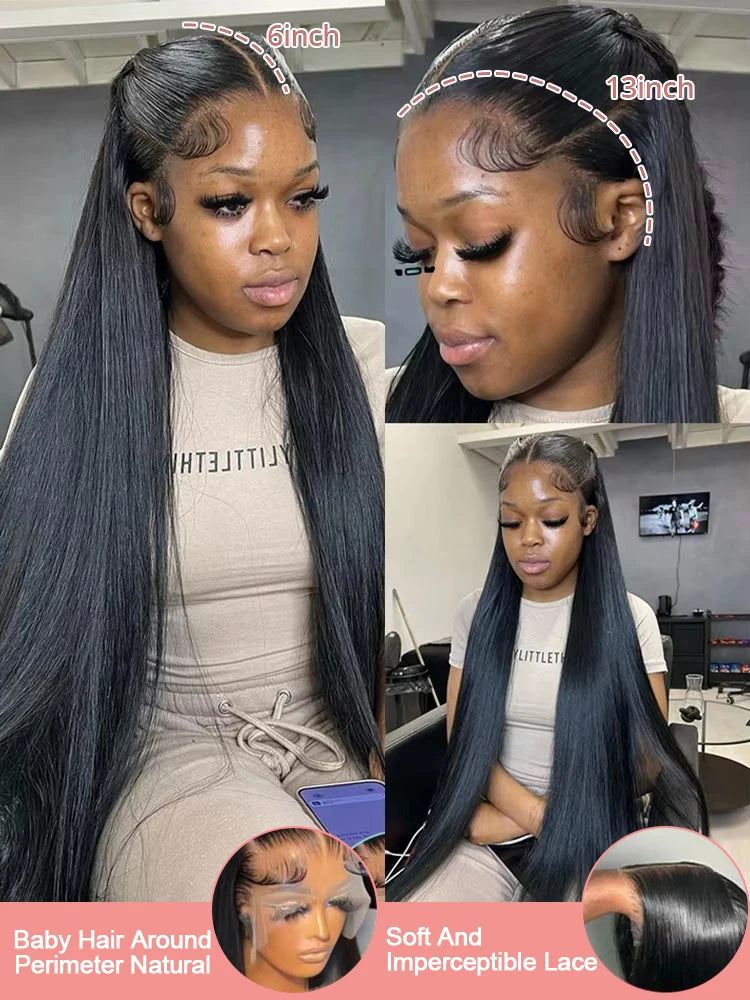 High-quality 13x6 Hd Lace Front Wigs Bone Straight Human Hair Wigs Raw Brazilian Remy 250 Density Glueless 5x5 Closure Wig Ready To Wear Transparent 30 40 Inch 13x4 Lace Human Hair Frontal Wig For Women Pre Plucked