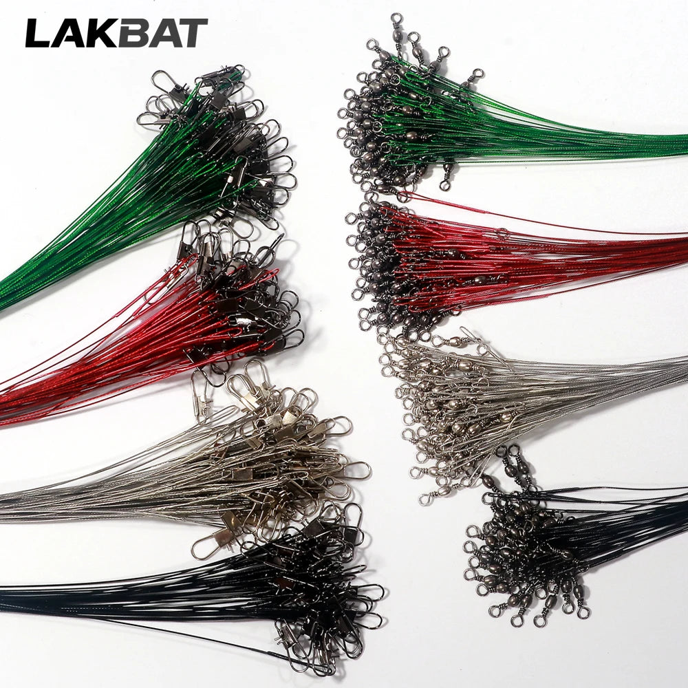 Stainless Steel Wire Fishing Leader Swivel Snap 20Pcs close-up view