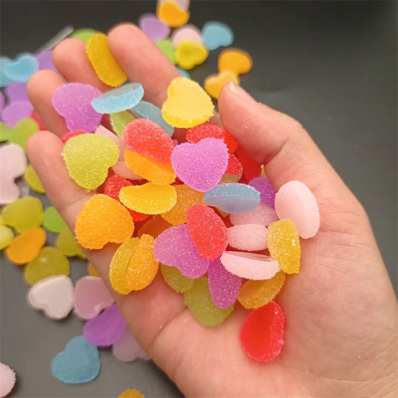 10pcs 3D Gummy Heart Nail Art Charms