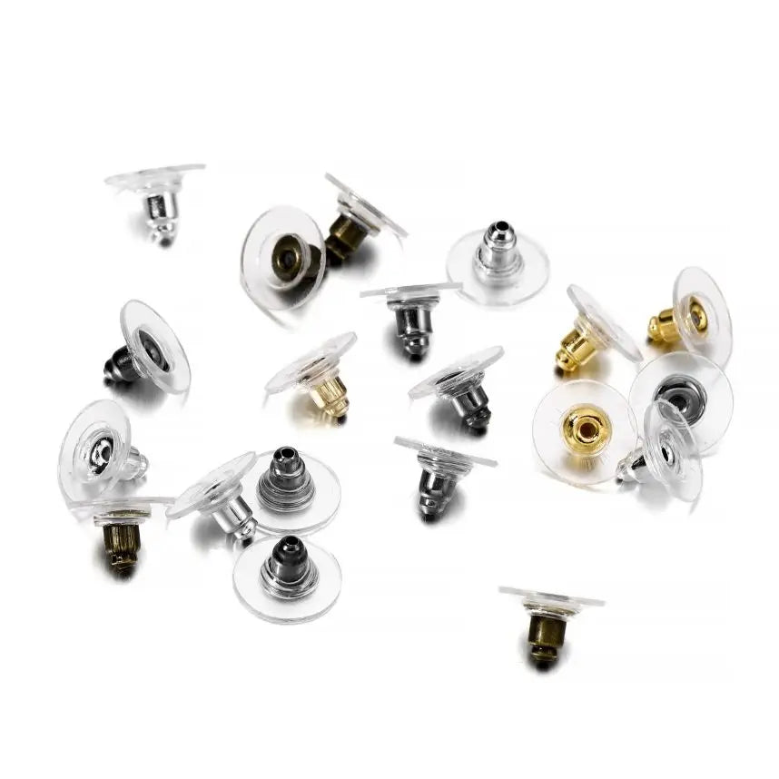 100Pcs Rubber Earring Backs Post Nuts Silicon Steel Earnuts Stud Earring Back for D additional angle