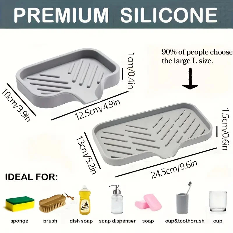 Silicone Faucet Mat Kitchen Sink Tray Soap Dispenser Sponge Drain Pad alternate view