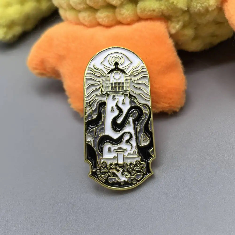 Lighthouse and Kraken Badge Brooch Zinc Alloy Enamel Pin