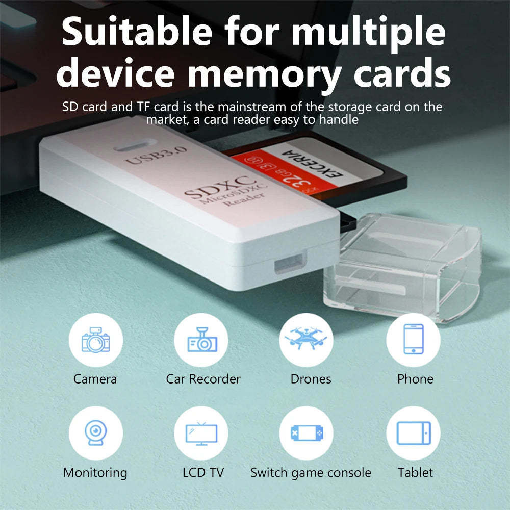 USB 3.0 Micro TF SD Card Reader Adapter for PC Laptop close-up view