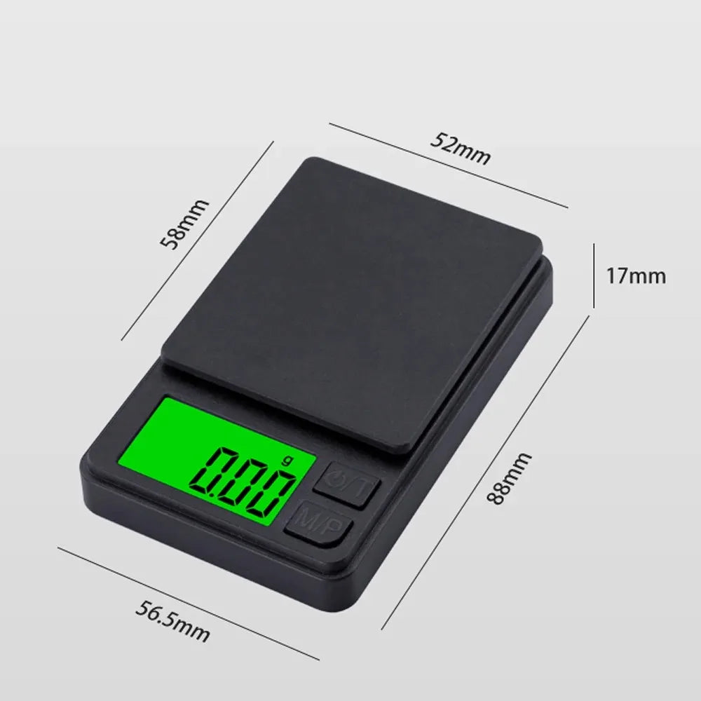 Precision Pocket Scale 1000g X 0.01g - Digital Gram Food Jewelry Ounces/Grains Scale w close-up view