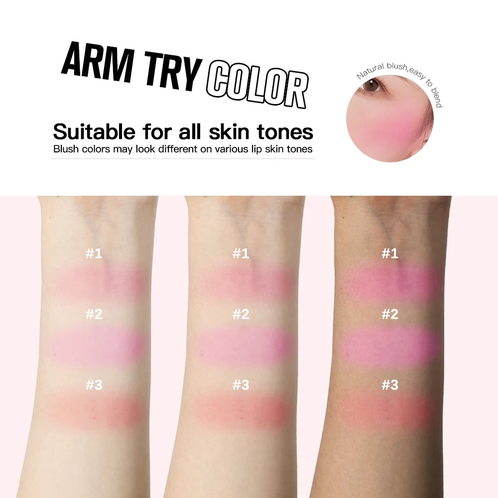 Makeup Powder Blush Waterproof And Sweat-proof High Pigment Long Lasting Pink Cream additional angle