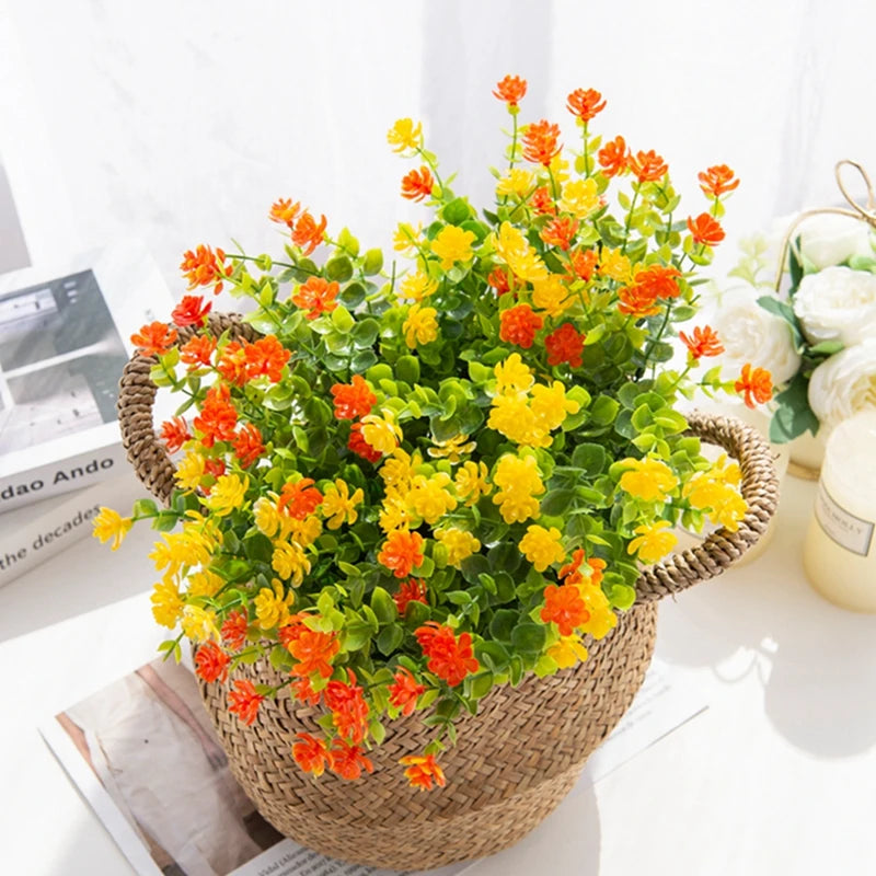 Artificial Plastic Eucalyptus Flowers Vase Decor