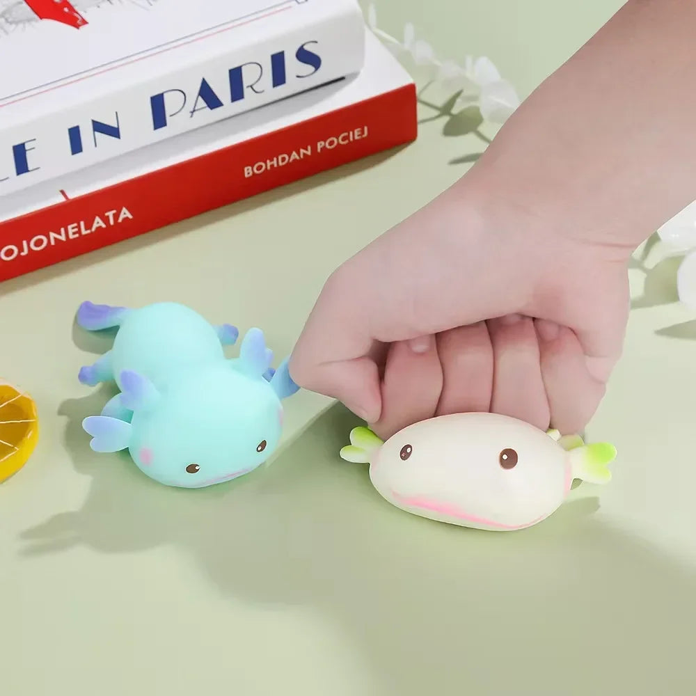1/4pcs Axolotl Squeeze Ball Cute Fish Relax Cartoon Antistress Squishy Stress Relief S close-up view