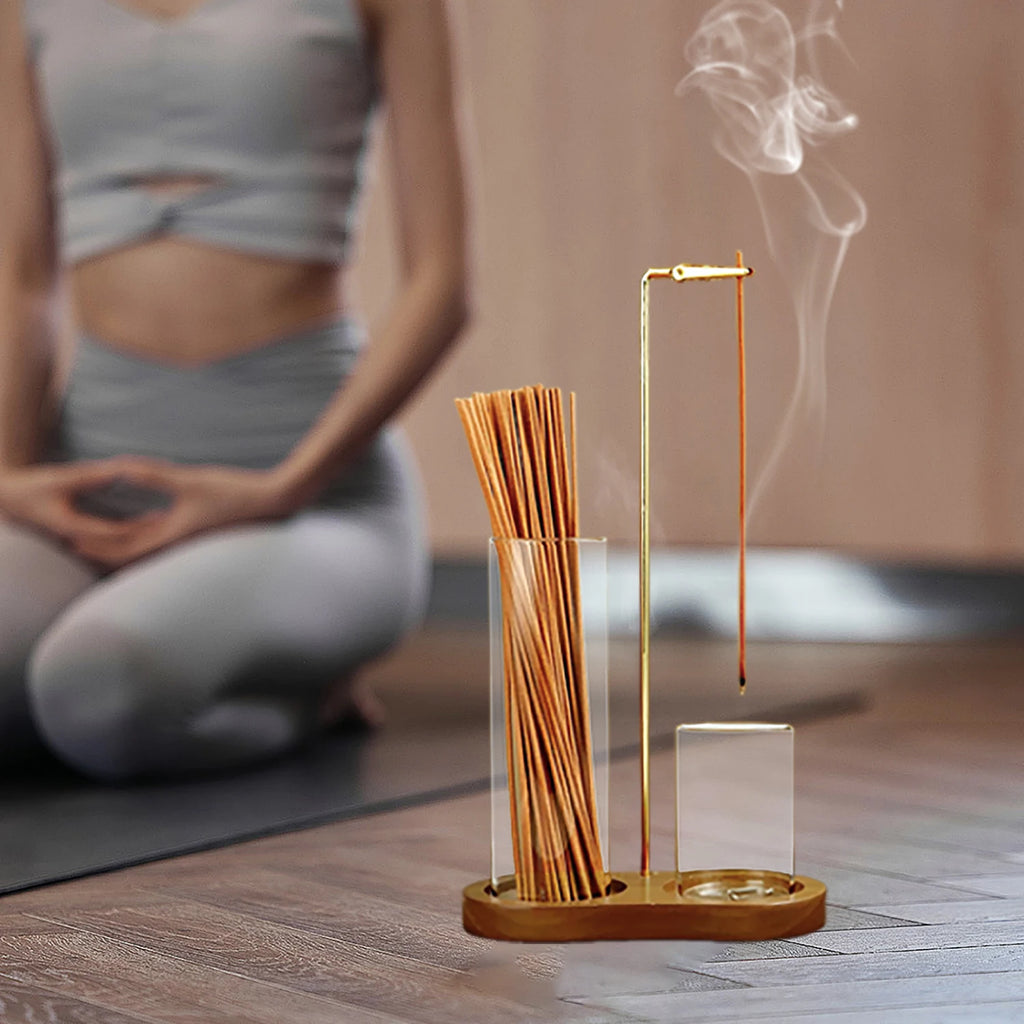 2 in 1 Incense Holder with Glass Ash Catcher for Meditation Yoga Spa