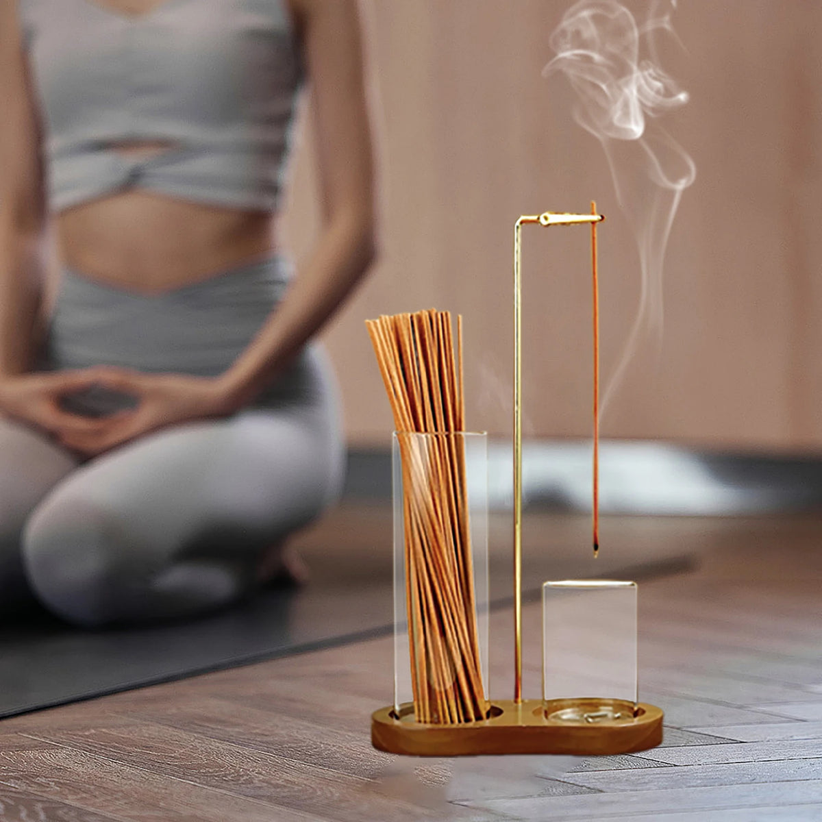 2 in 1 Incense Holder with Glass Ash Catcher for Meditation Yoga Spa