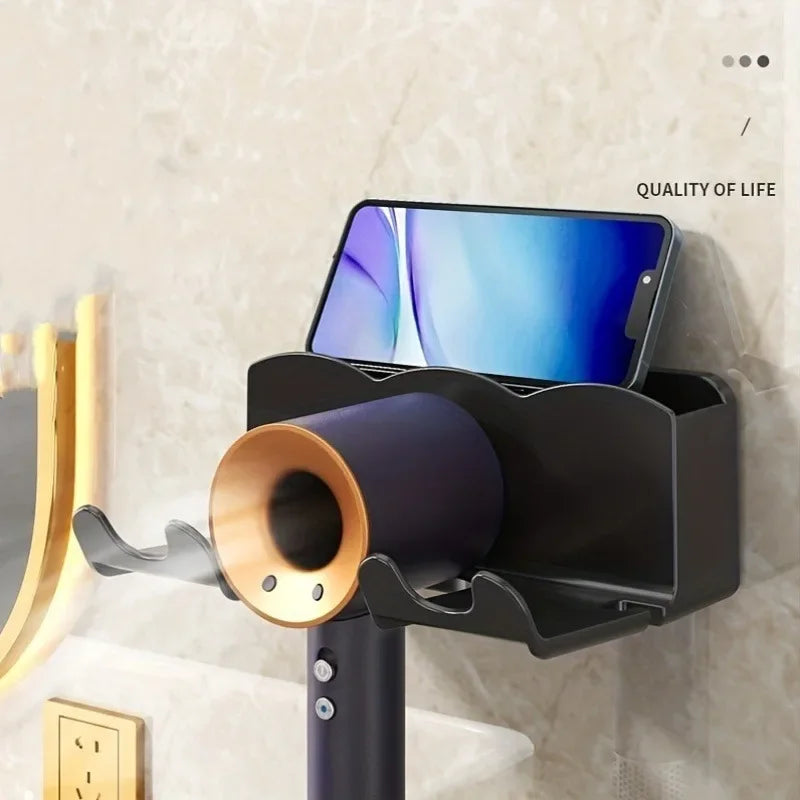 Wall Mounted Hair Dryer Bracket, Non-Perforated Bathroom Rack
