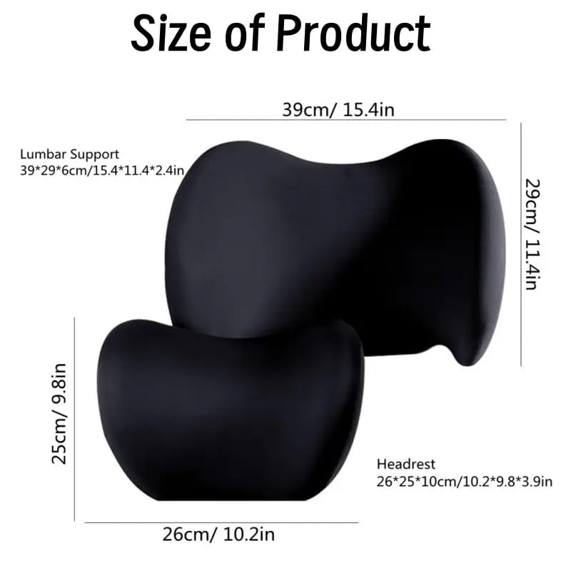 Car Headrest & Lumbar Support Cushion Kit, Memory Foam Neck Back Rest Pillows
