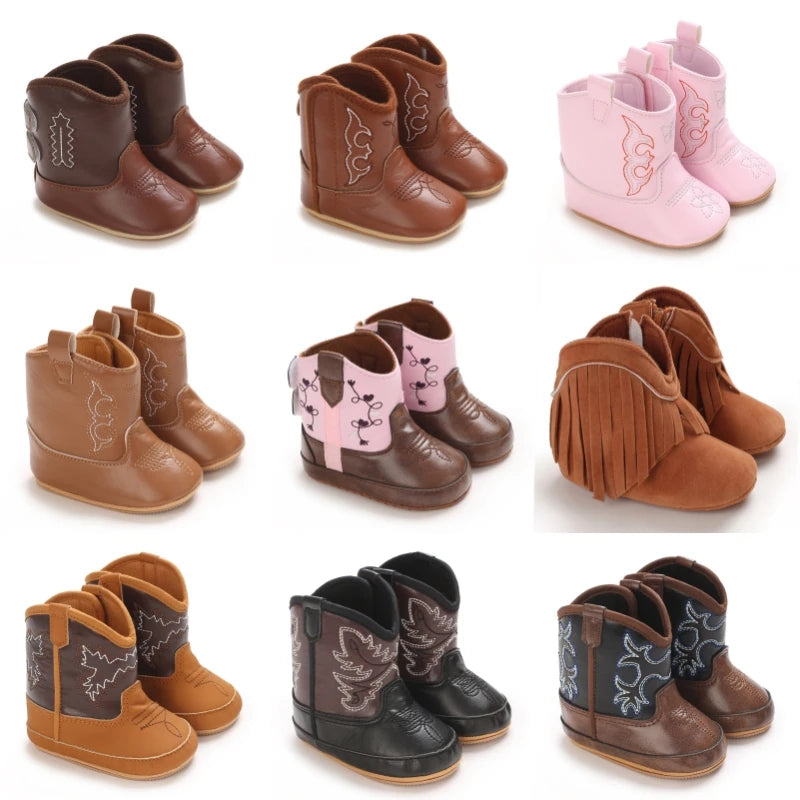 Baby Boys Girls Winter Boots 0-18 Months Western Denim First Walkers Warm Casual Fashion