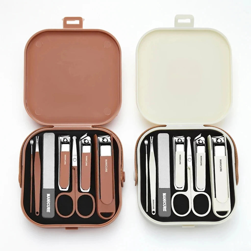 Anti‑Splash Nail Clipper Kit Portable Manicure Grooming Set Stainless Steel Nail Care Protection Tool 7 In 1 Manicure Sets