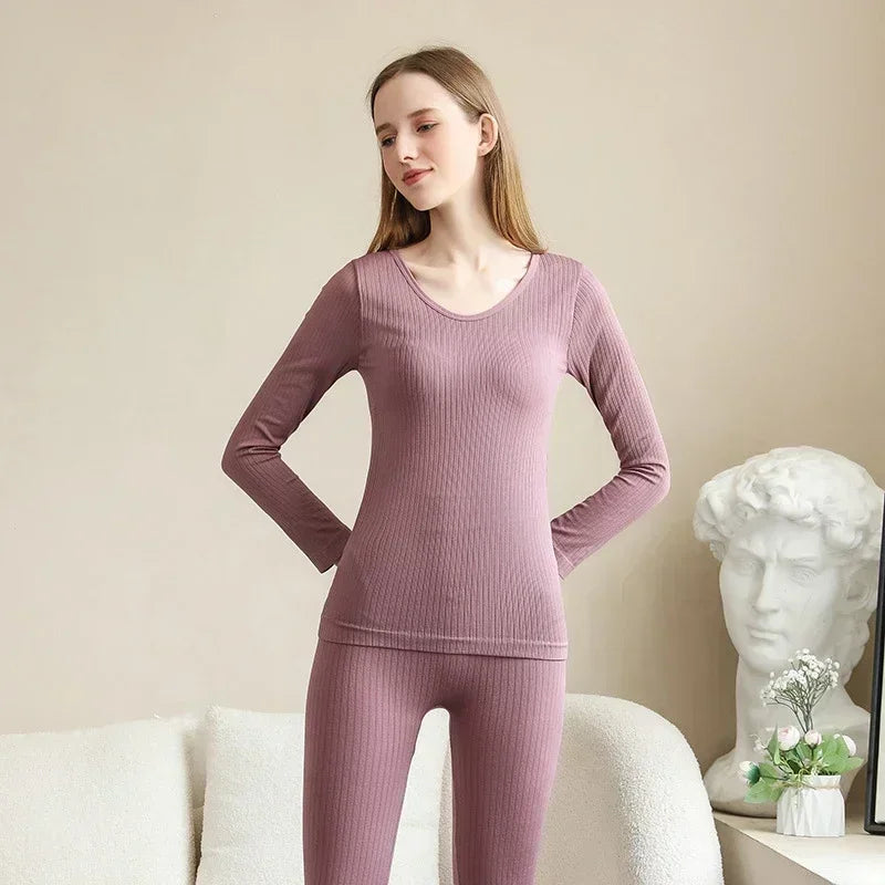 Women's Warm Thermal Underwear Sexy Ladies Intimates Long Johns Women Shaped Sets Female Middle Collar Thermal Shaping Clothes