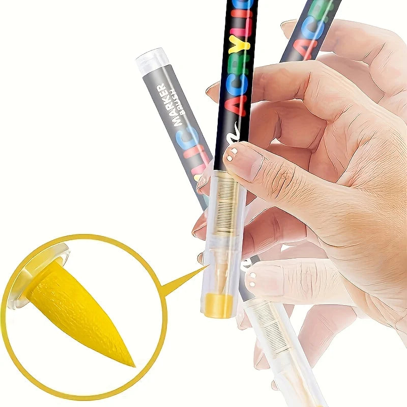 Acrylic Markers Art Markers for Wood Stone Canvas Glass Fabric Eggshells Multi-Surface Marker Pens