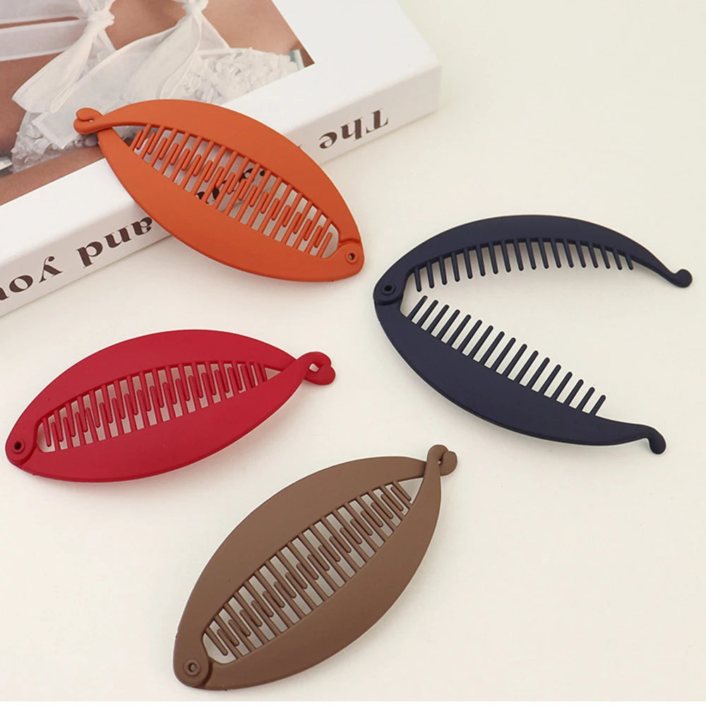 Matte Fish Shape Hair Claw Clips Ponytail Holder Hair Jewelry Twist Banana Barrettes Hairpins Hair Accessories For Women Clamp