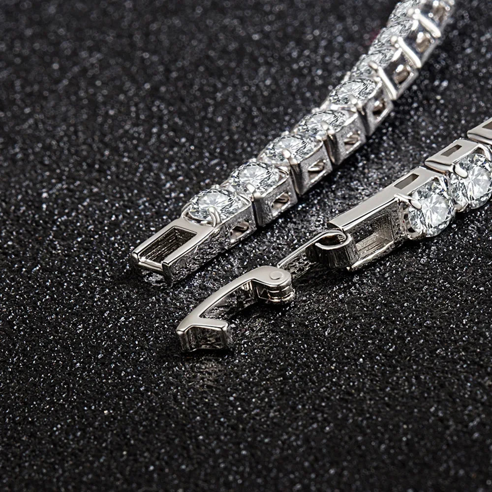 S925 Sterling Silver Zirconia Tennis Bracelet Women 4mm close-up view