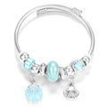 Butterfly Pendant Stainless Steel Beaded Charm Bracelet