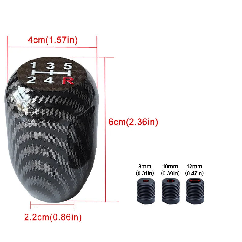 Universal Racing 5/6 Speed Aluminum Car Gear Shifter Knob Black Carbon Manual Transmission Gear Shift Knob Shift Lever Automatic