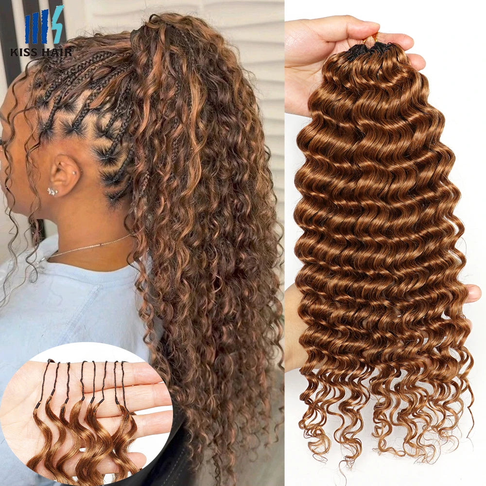 #30 Colored 100% Human Hair Deep Wave Bulk Hair Extensions