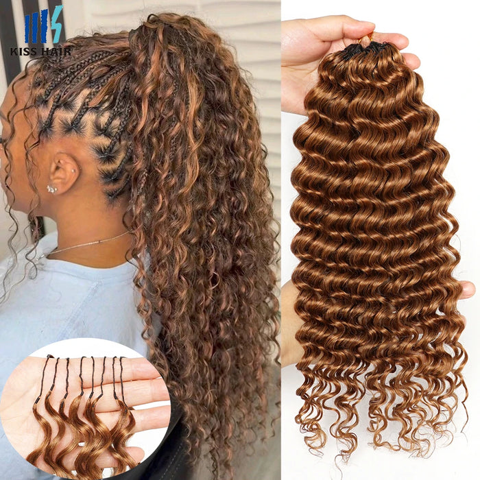 #30 Colored 100% Human Hair Deep Wave Bulk Hair Extensions