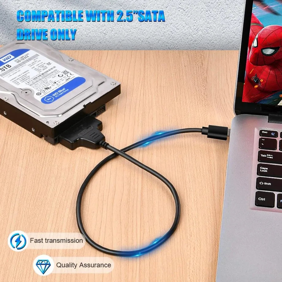 SATA to USB Adapter Cable for 2.5 Inch SSD HDD, USB 3.0 2.0 TYPE-C lifestyle view