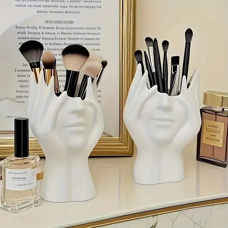Face Shape Makeup Brush Holder - Beauty Makeup Storage Box, Female/Woman Face Design Lightweight and Portable Storage Box