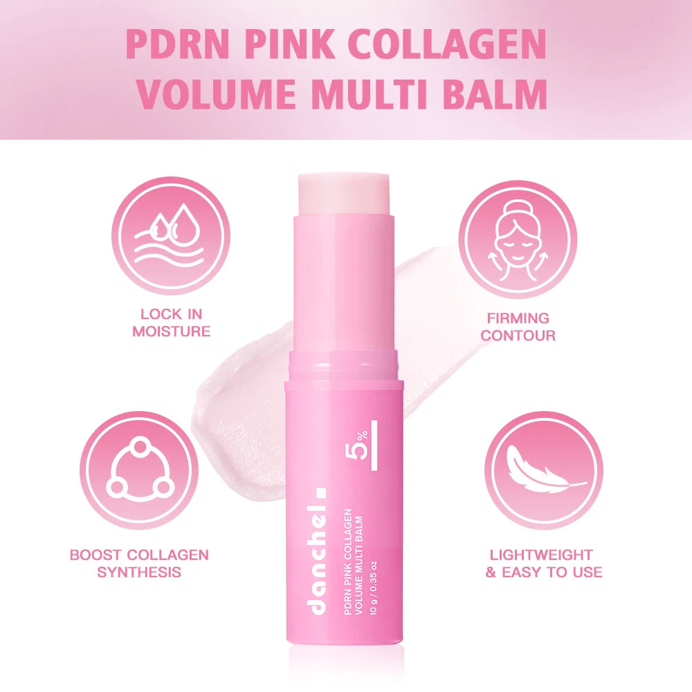PDRN Pink Collagen Volume Multi Balm Stick for Cheeks Eyes Lips Neck