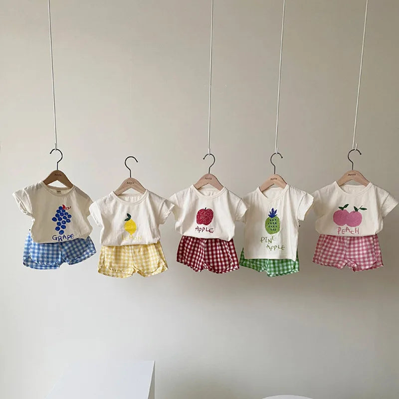 Baby Pajamas Sets Cotton Toddler Summer Sleeveless Kids Cartoon Nightwear