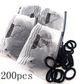 50pcs Black Hair Bands for Women Girls Hairband High Elastic Rubber Band Hair Ties Pon close-up view