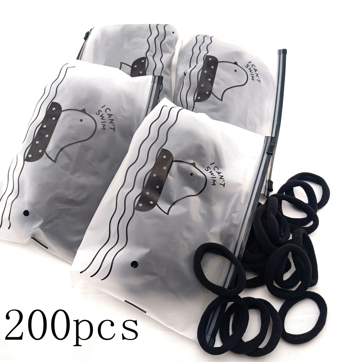 50pcs Black Hair Bands for Women Girls Hairband High Elastic Rubber Band Hair Ties Pon close-up view
