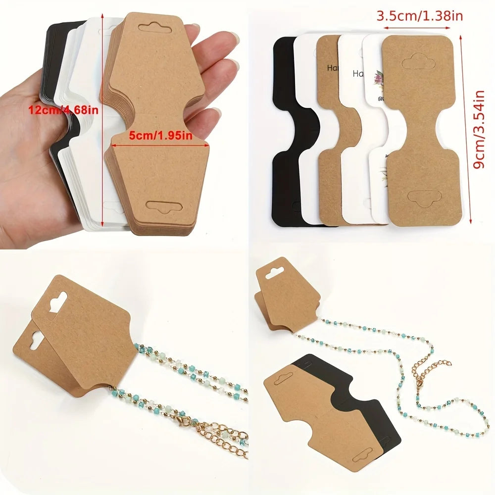 50pcs Foldable Blank Kraft Package Display Card Necklace Bracelet Hairband Price Hang Tag For DIY Jewelry Making Supplies