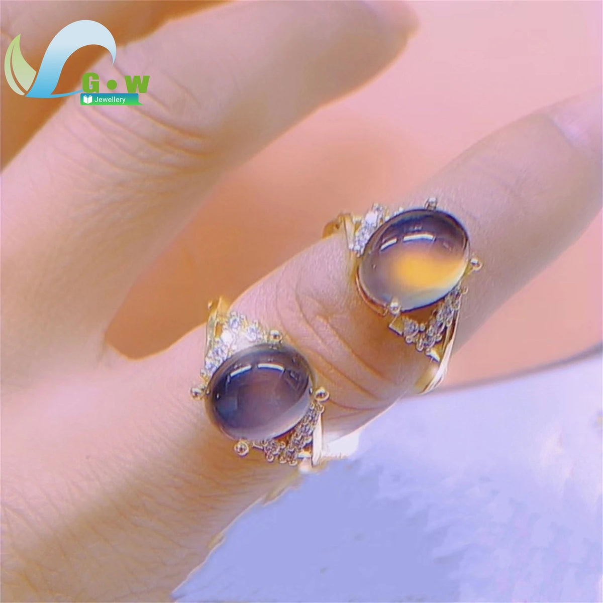 Simple Elegant Thermochromic Ring Open Gradient Color Shift Fashion Jewelry for Ladies Adjustable Size Delicate Stone Gift