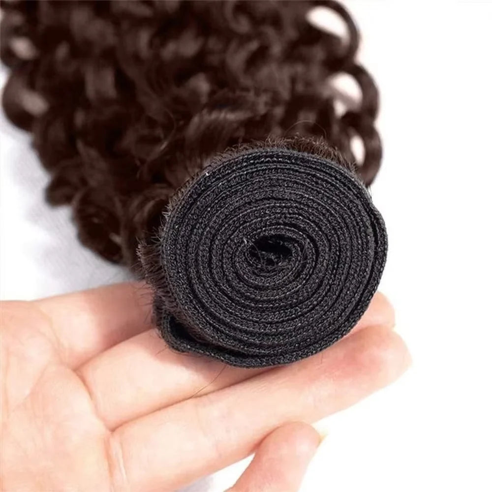 #4 Chocolate Brown Water Wave Human Hair Bundles 10-30 Inch