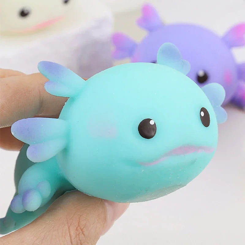 1/4pcs Axolotl Squeeze Ball Cute Fish Relax Cartoon Antistress Squishy Stress Relief Slow Rising For