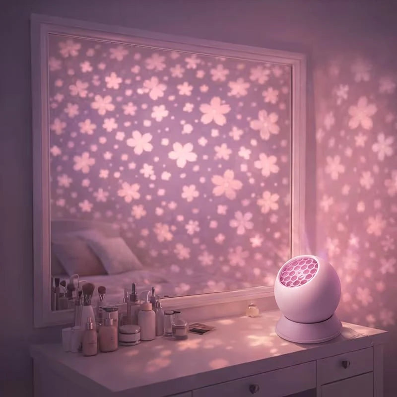 Cherry Blossom Projector Light Romantic Pink Ambient Glow Energy Saving Portable LED Lamp for Valent