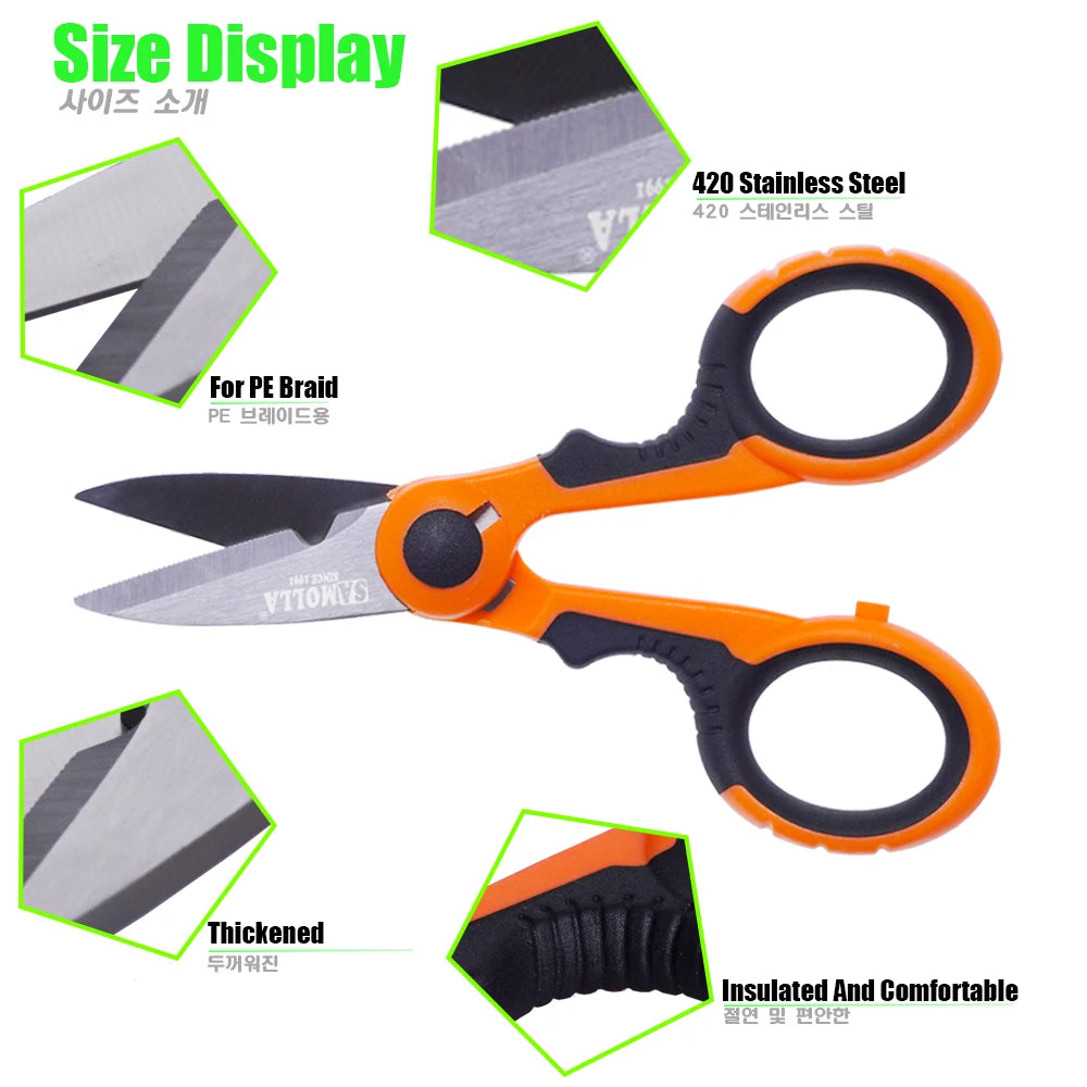 Stainless Steel Fishing Scissors with Tungsten Carbide Cutters detail view
