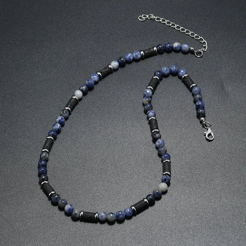 New Bohemian Men's Beaded Necklace Tiger Stone Natural Stone Fashion Trend Design Minimalist Necklace Commemorative Gift