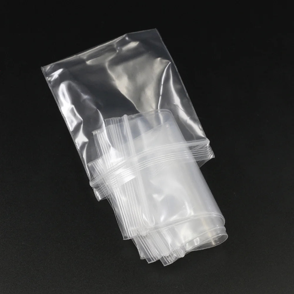 30-100pcs/bag 4*6/5*7/6*8/7*10/8*12cm Zipped Lock Reclosable Plastic Poly Clear Bags B close-up view