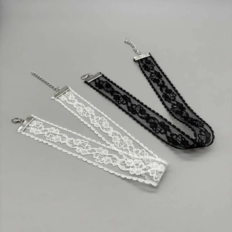 Short Lace Choker Necklace for Women Black White alternate view
