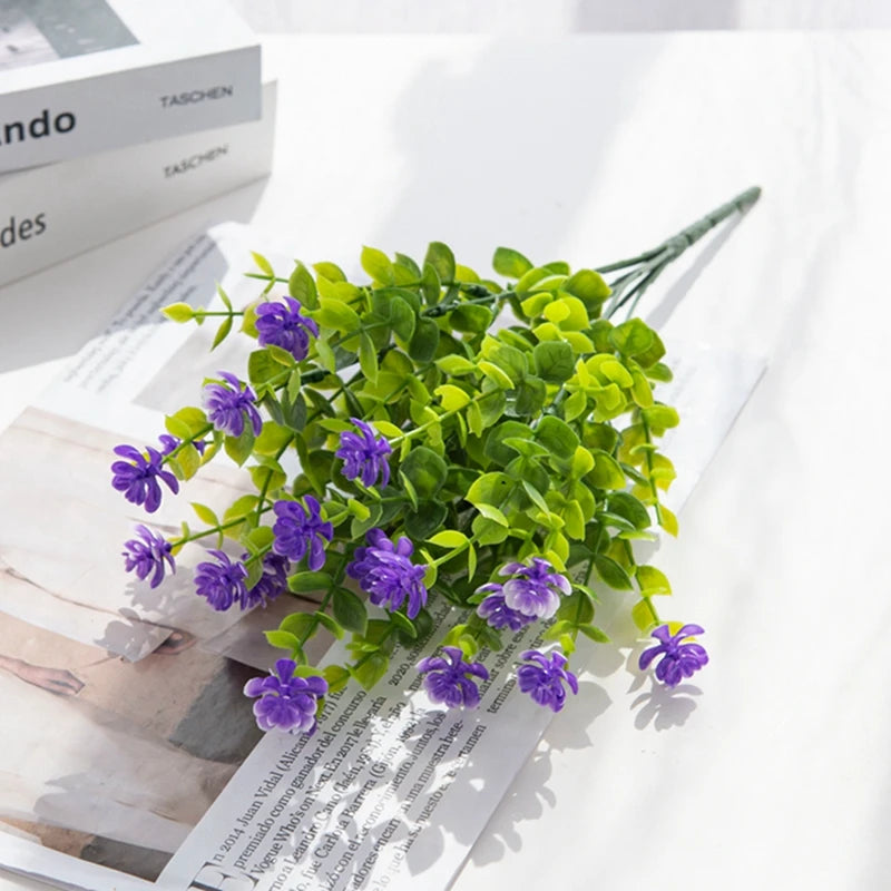 Artificial Plastic Eucalyptus Flowers Vase Decor